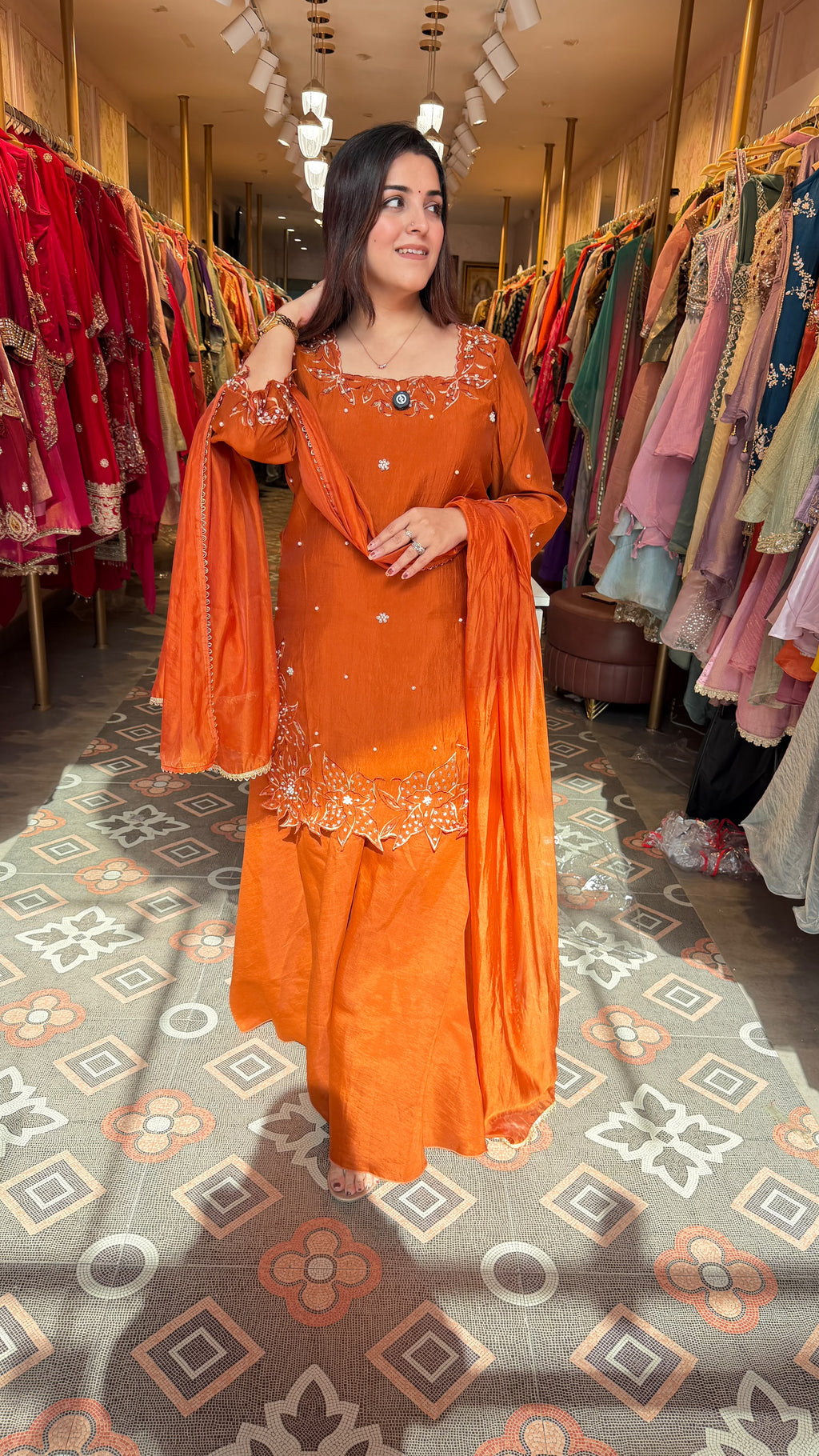 A-Line Kurta Set Sharara heavily flared with Dupatta