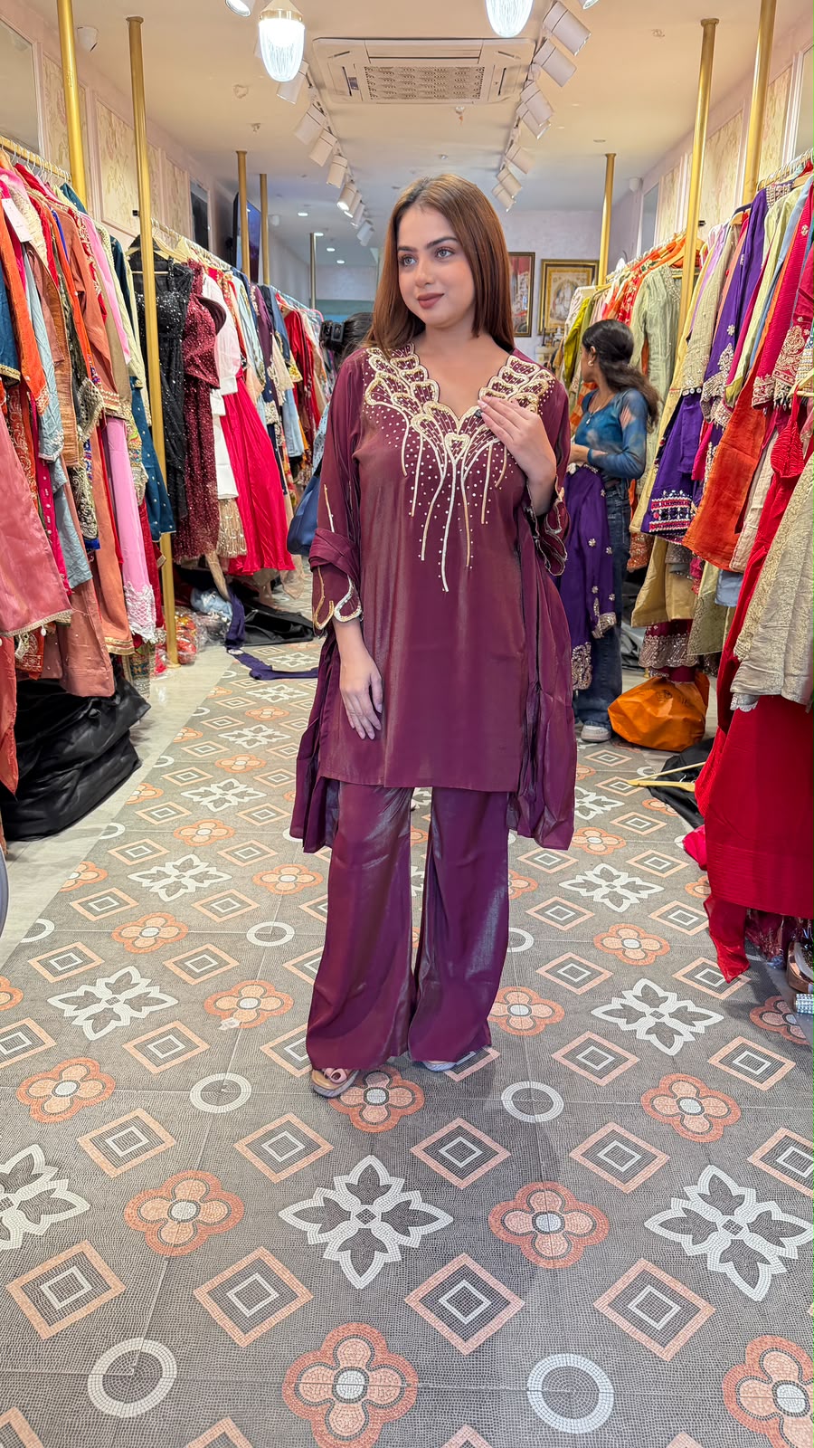 Elegant Embroidered Straight Kurta with Palazzo Set
