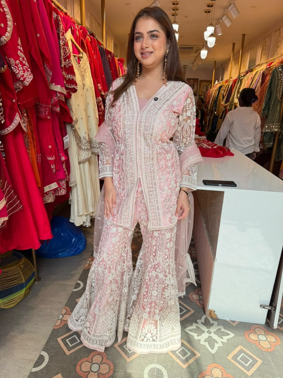 Traditional Pakistani- Embroidered Sharara Suit