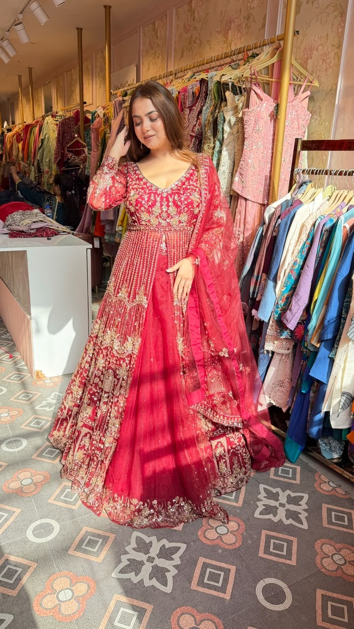 Red Bridal Floor-Length Anarkali Suit