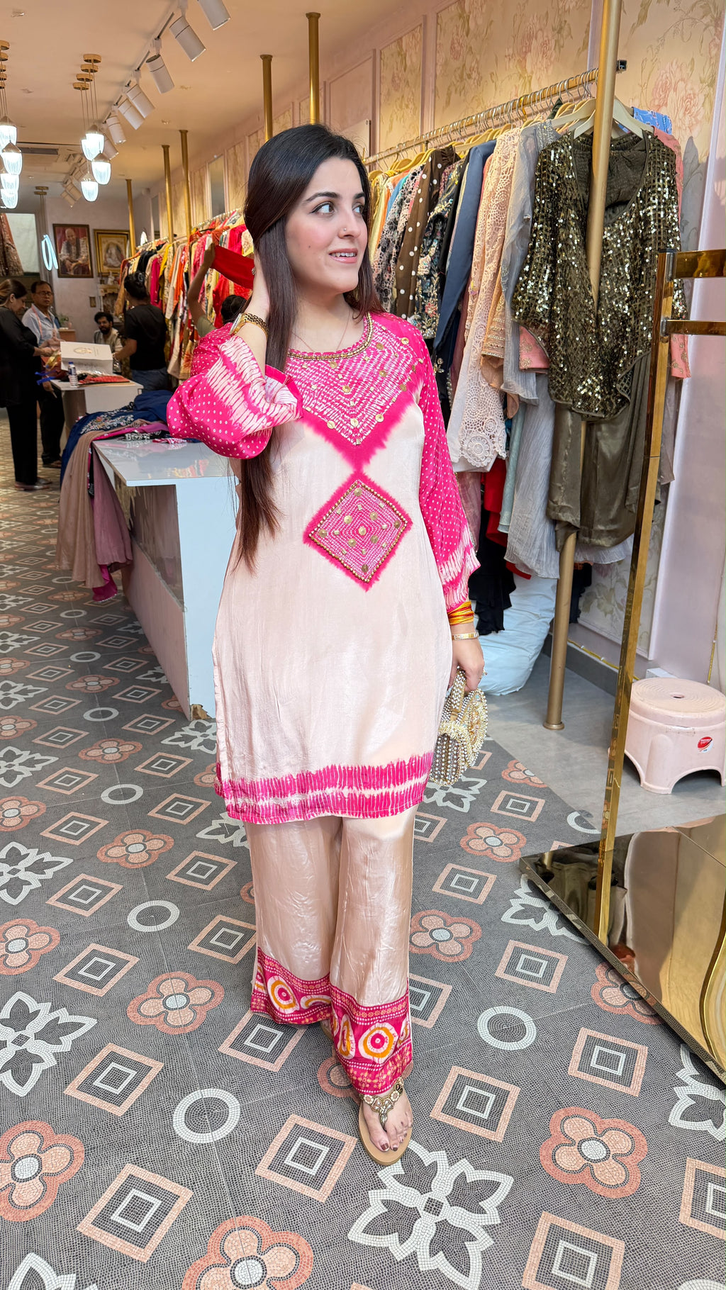 Pink & Blush Tie-Dye Printed Kurta with Straight Pants Set