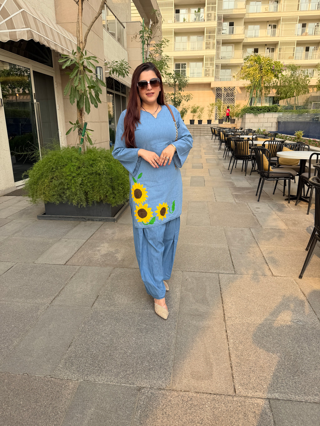 Sunny petals denim coord set