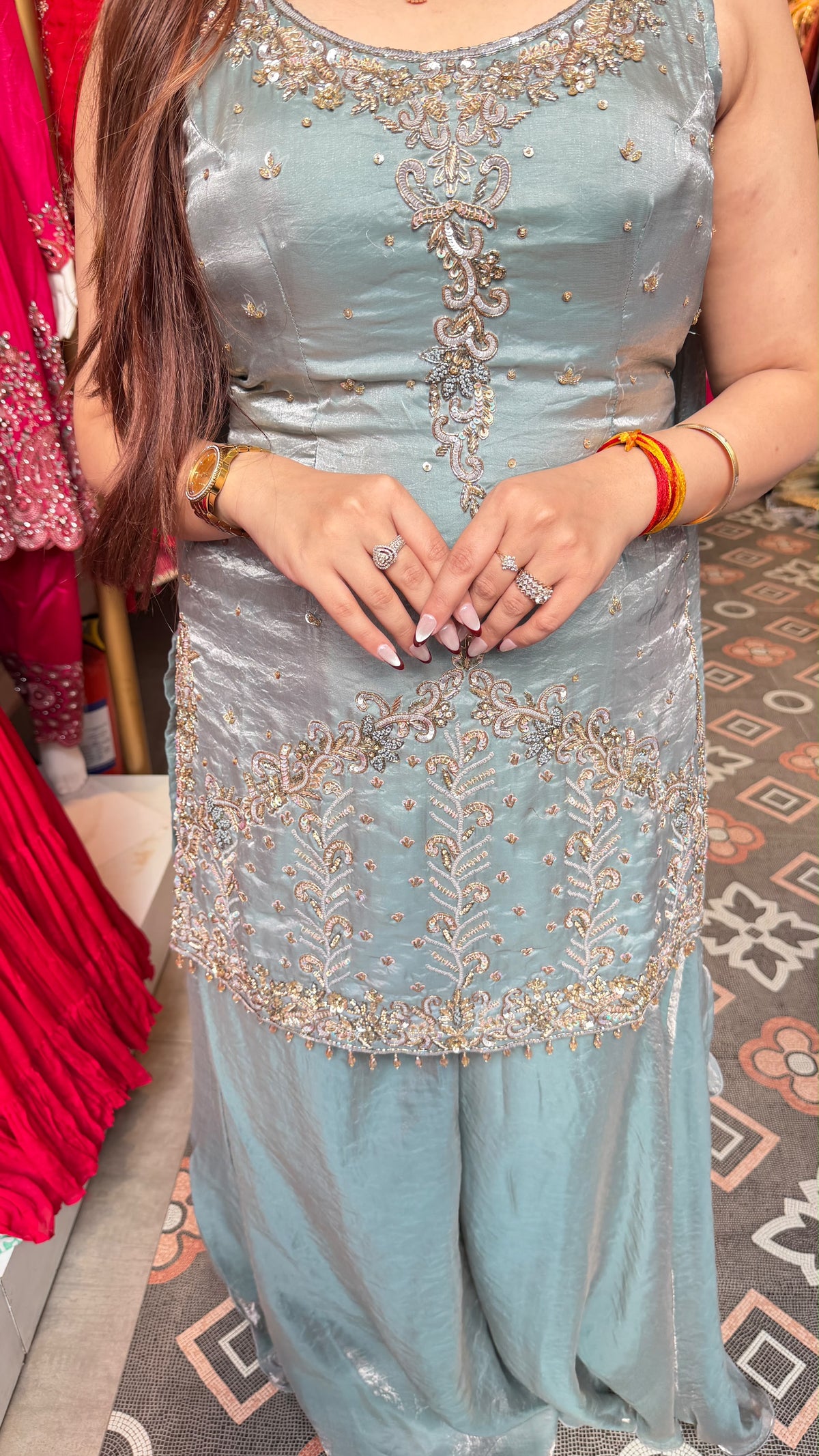 Contemporary sharara-style bottom Suit