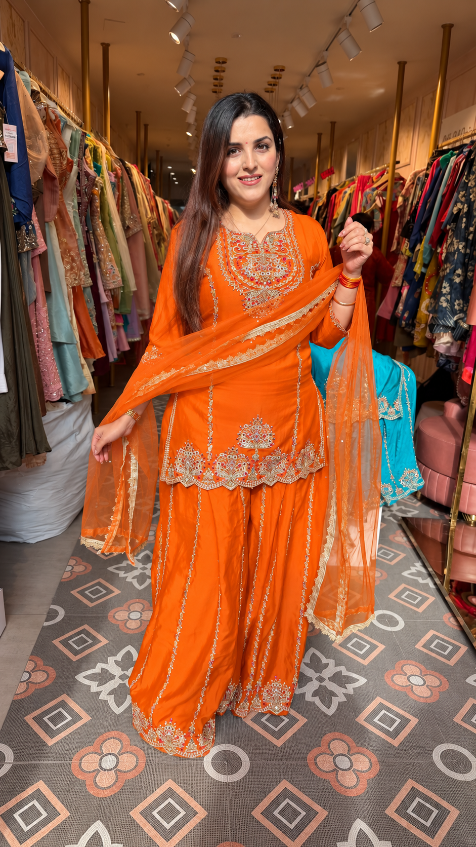 Multy colour Embroidered Sharara Pakistani-Style Festive Suit