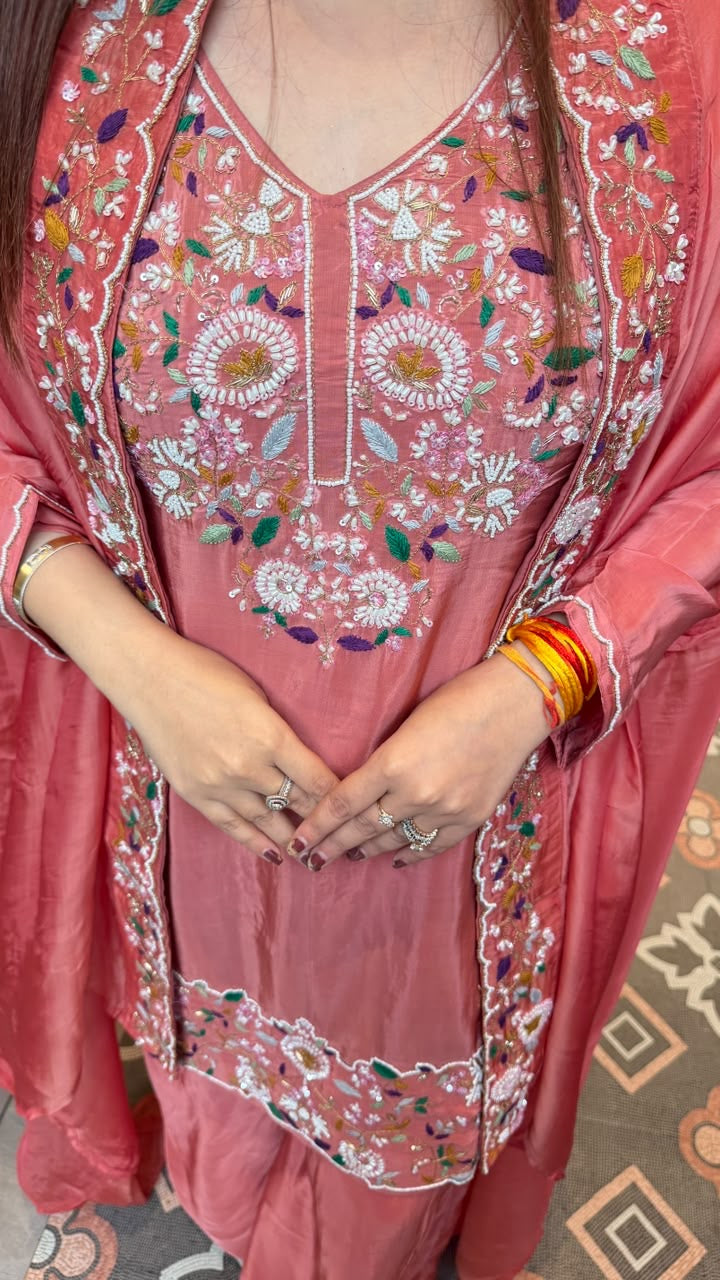 Embroidered Shrug-Style Kurta Sharara Suit