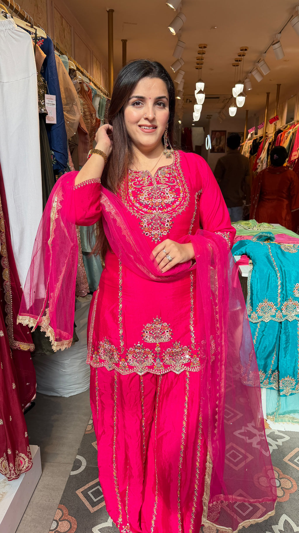 Multy colour Embroidered Sharara Pakistani-Style Festive Suit
