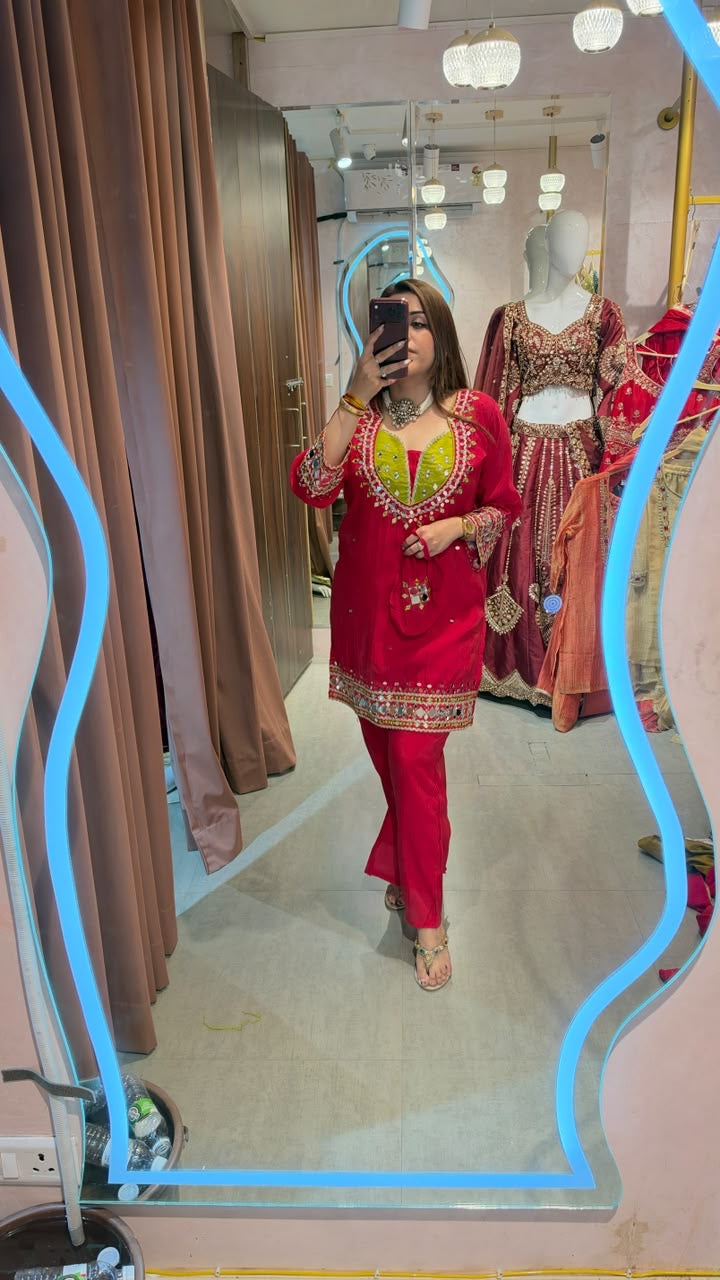 Mirror-Work Festive Kurta Set