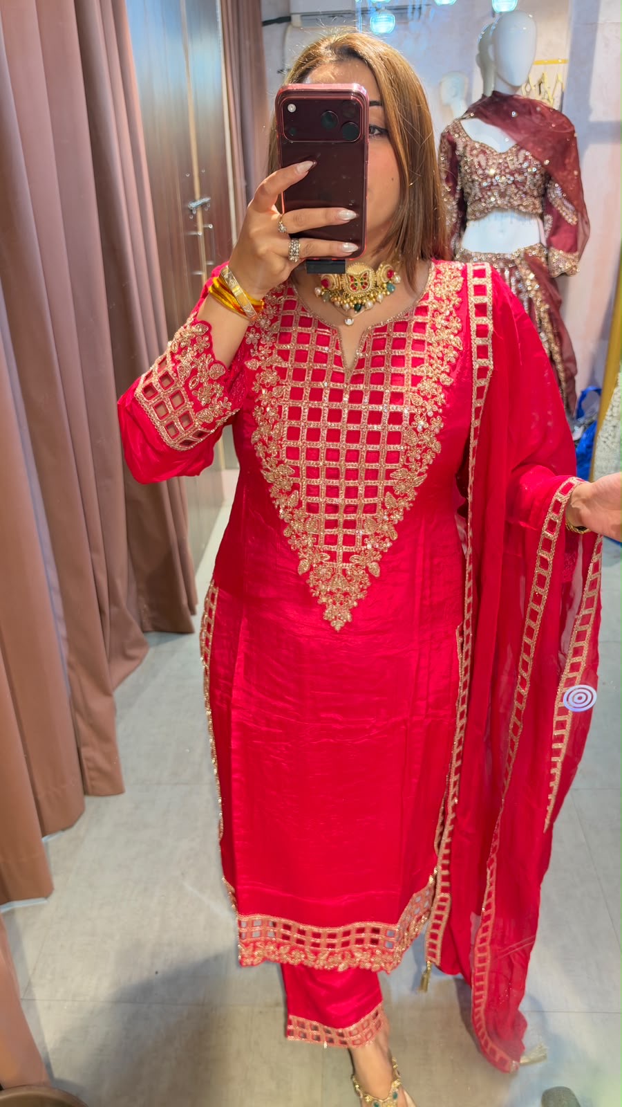 Embroidered Straight-Cut Salwar Suit