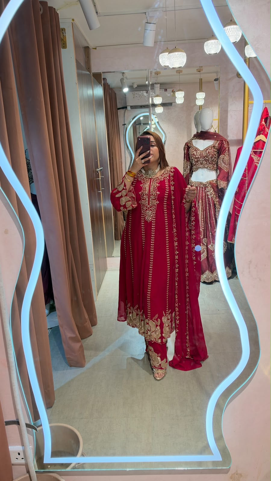 Rani Pink Embroidered Anarkali Suit