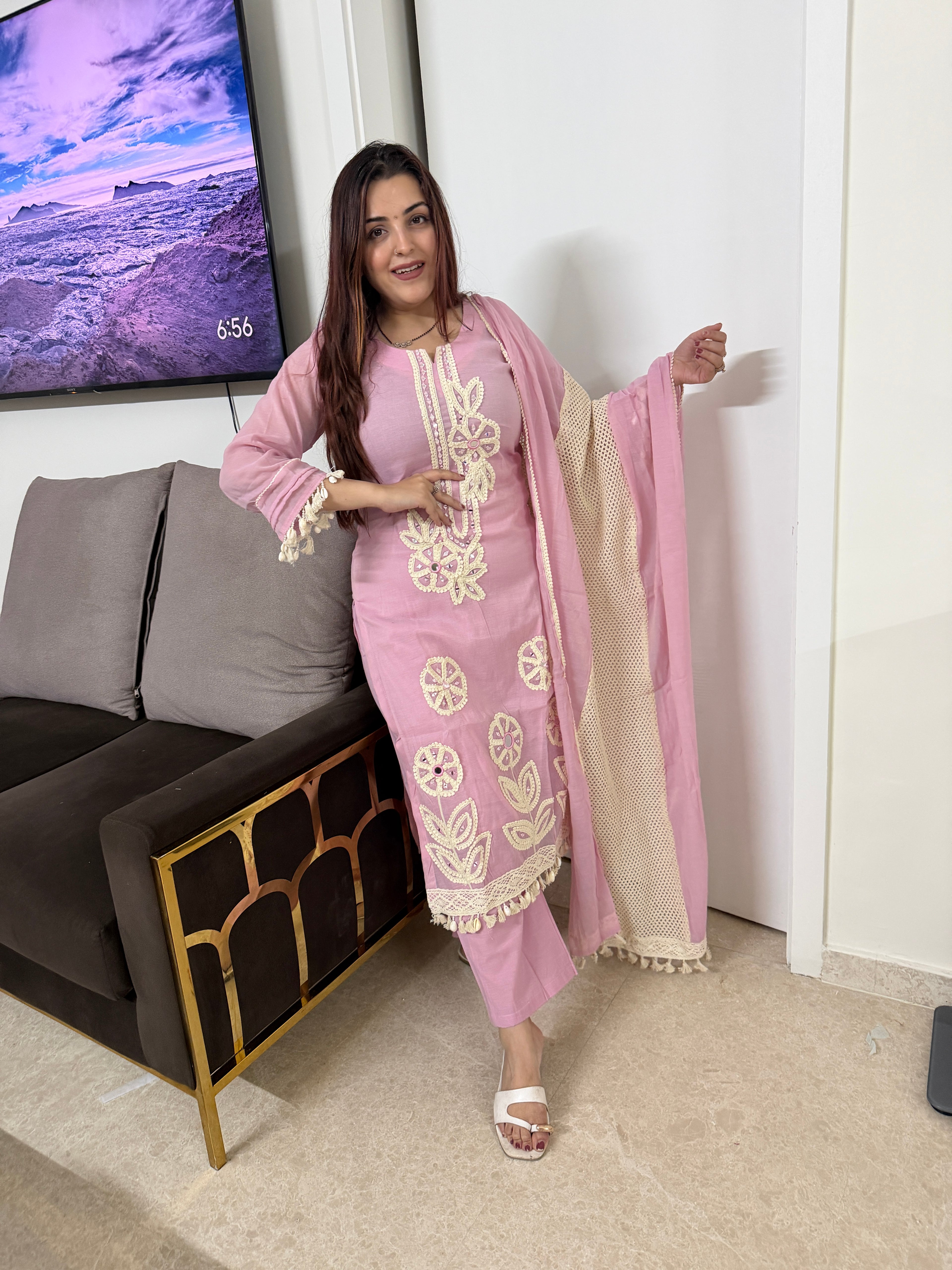Blush Pink Embroidered Kurta Set with Dupatta