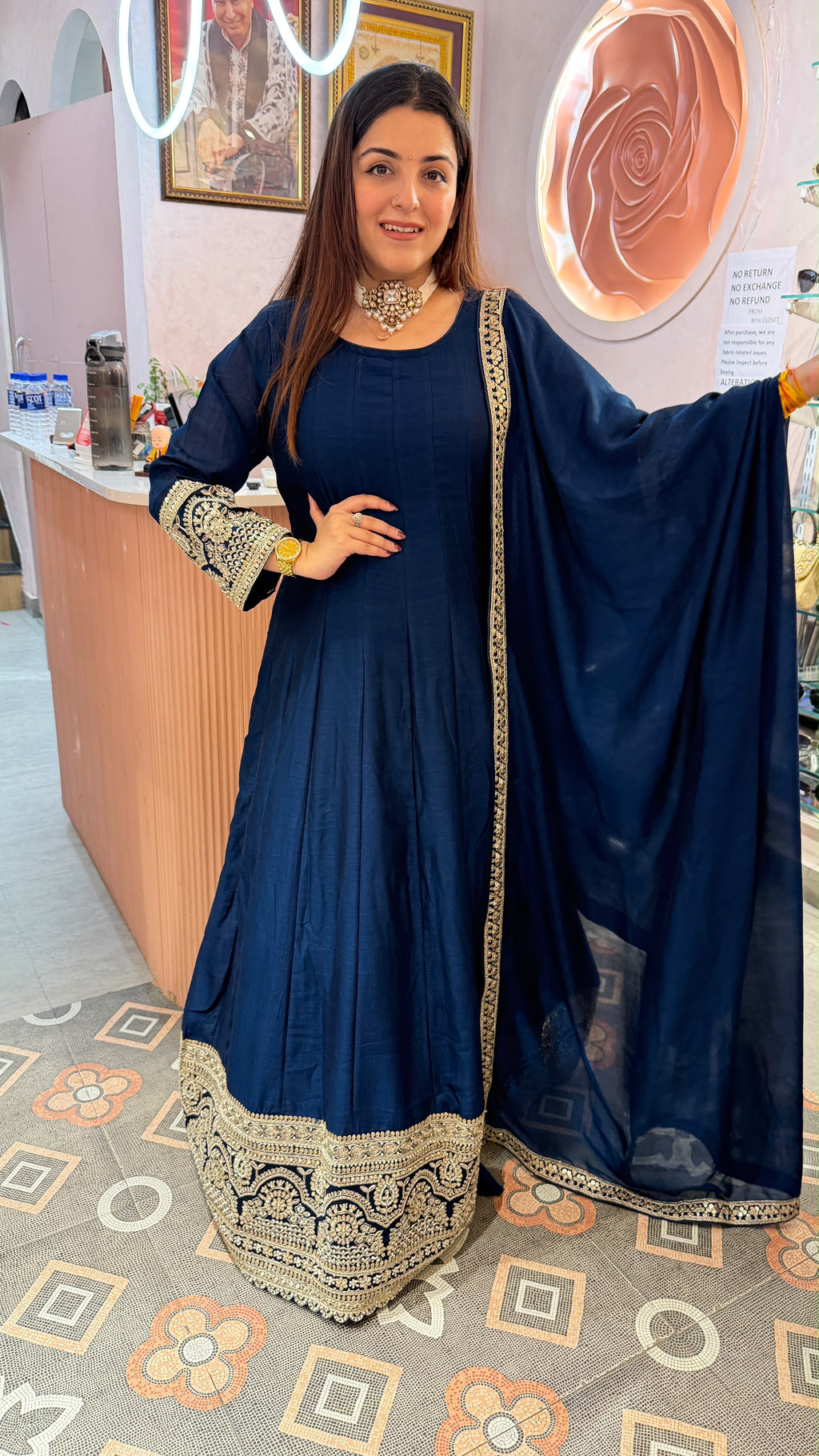 Floor-Length Anarkali Suit with Heavy Zari Border