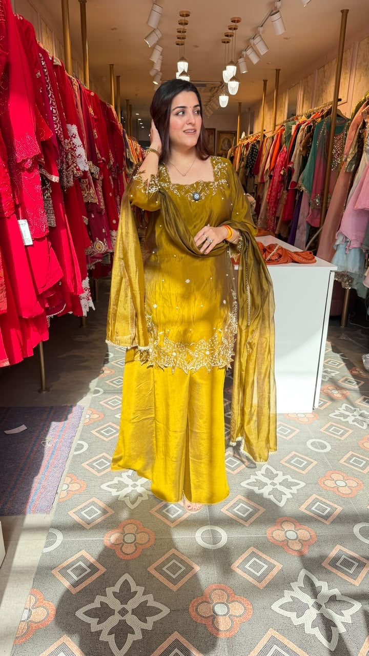 A-Line Kurta Set Sharara heavily flared with Dupatta