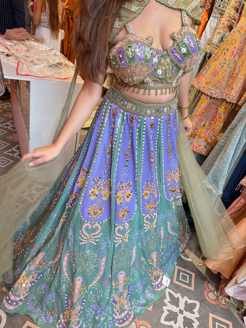 Multicolour Pastel Embroidered Lehenga Choli