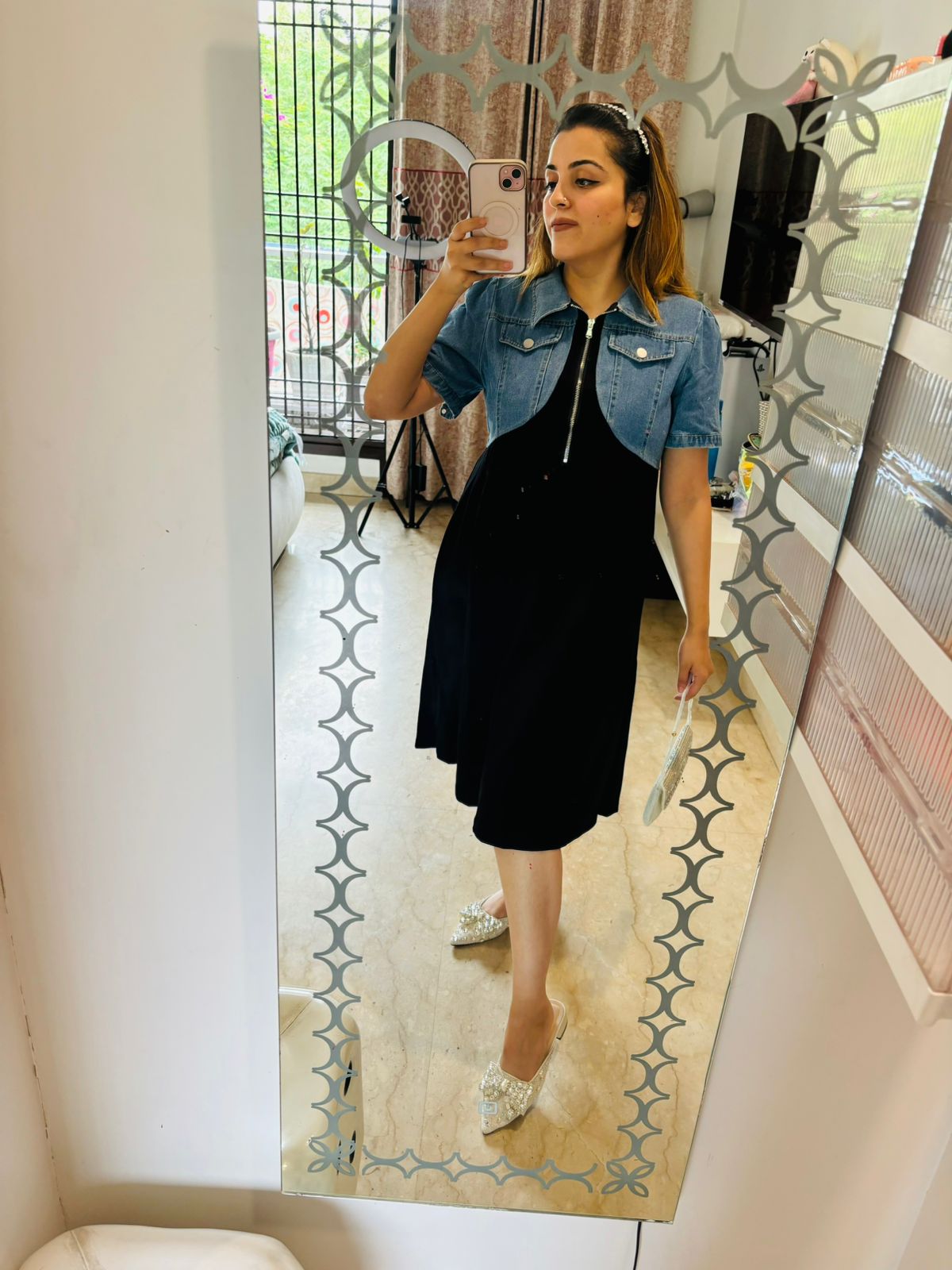 Denim Dress With Zip