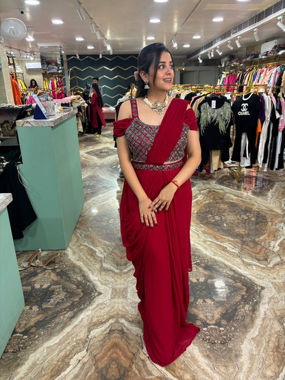 Three pc ready to wear drape saree