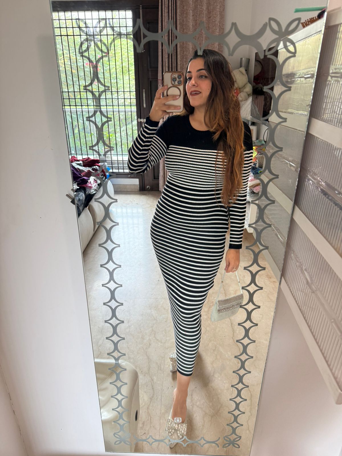 Stripes bodyfit winter dress