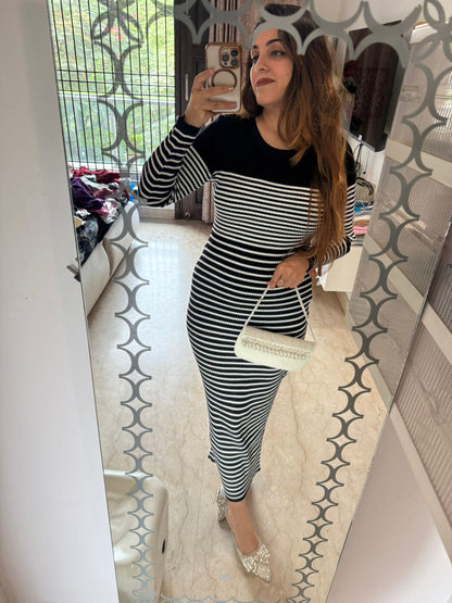 Stripes bodyfit winter dress