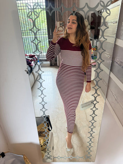 Stripes bodyfit winter dress