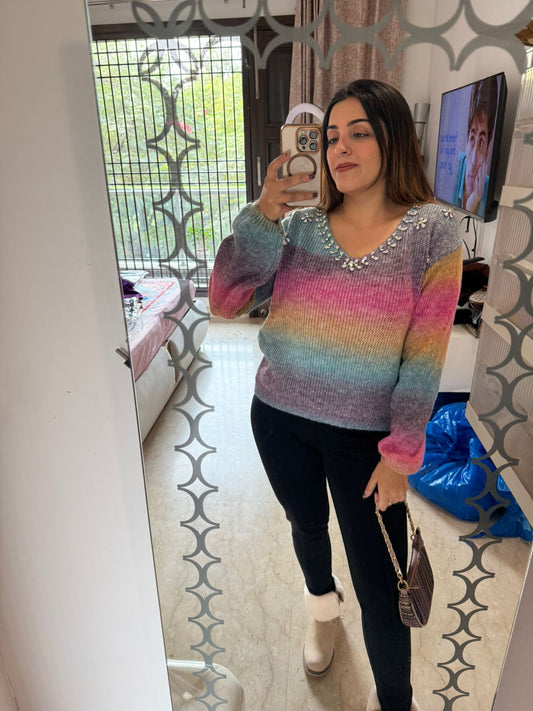 Multicolored warm sweater