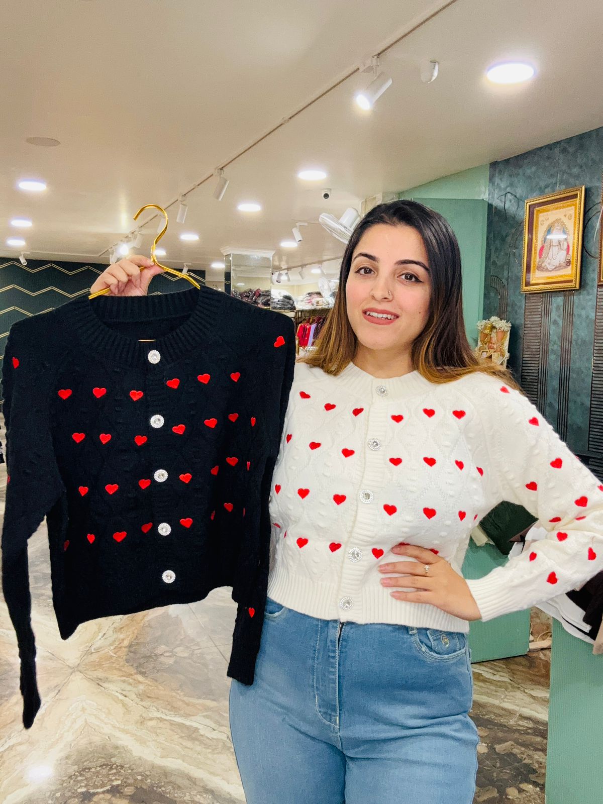 Small hearts cardigan crop top