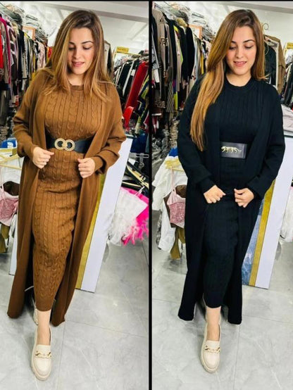 Imported woolen Long dress with shrug