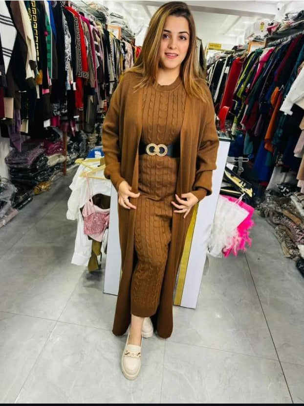 Imported woolen Long dress with shrug