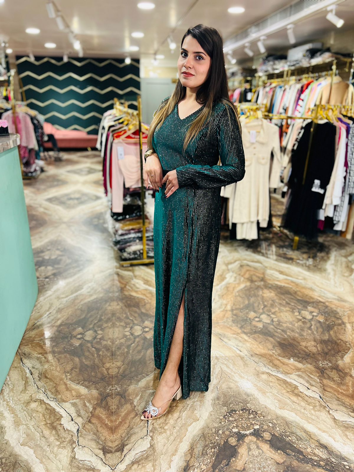 Velvet simmer long dress