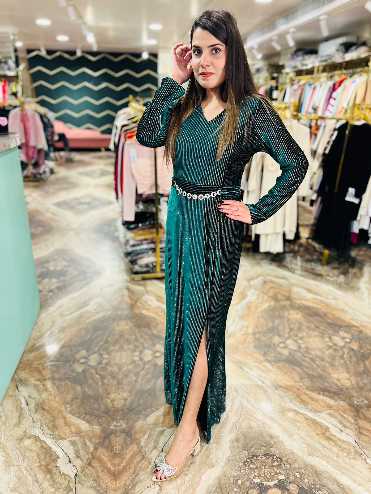 Velvet simmer long dress