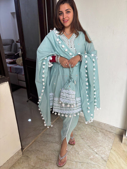 Mirror work potli suit