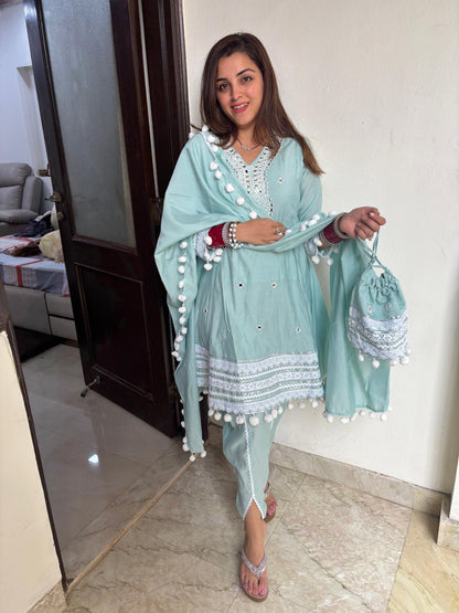 Mirror work potli suit