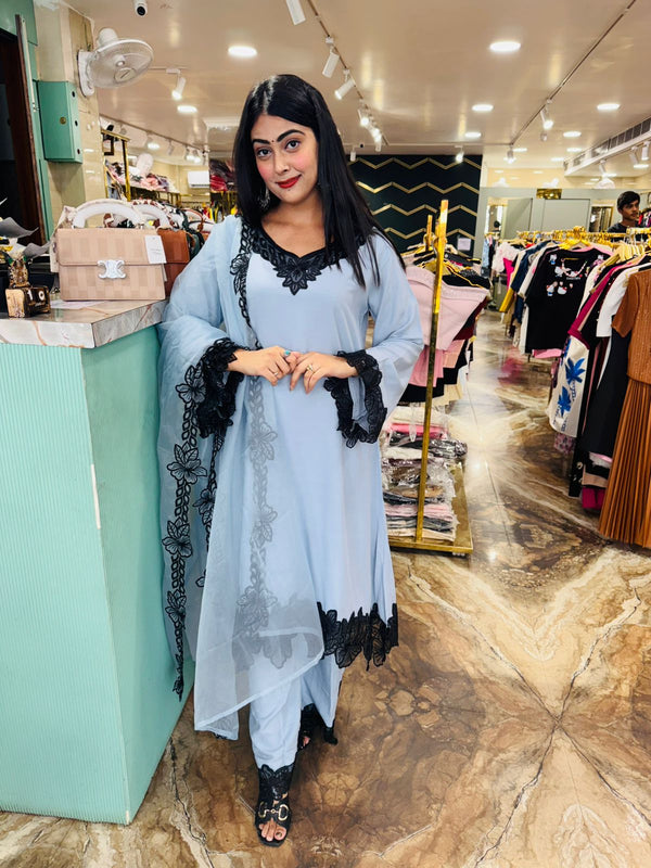 NAZA - EMBROIDERED THREE PC CO-ORD SET