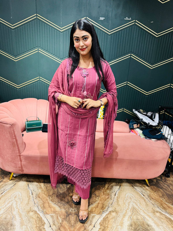 Purple Designer embroidery on Croatia thread  work suit