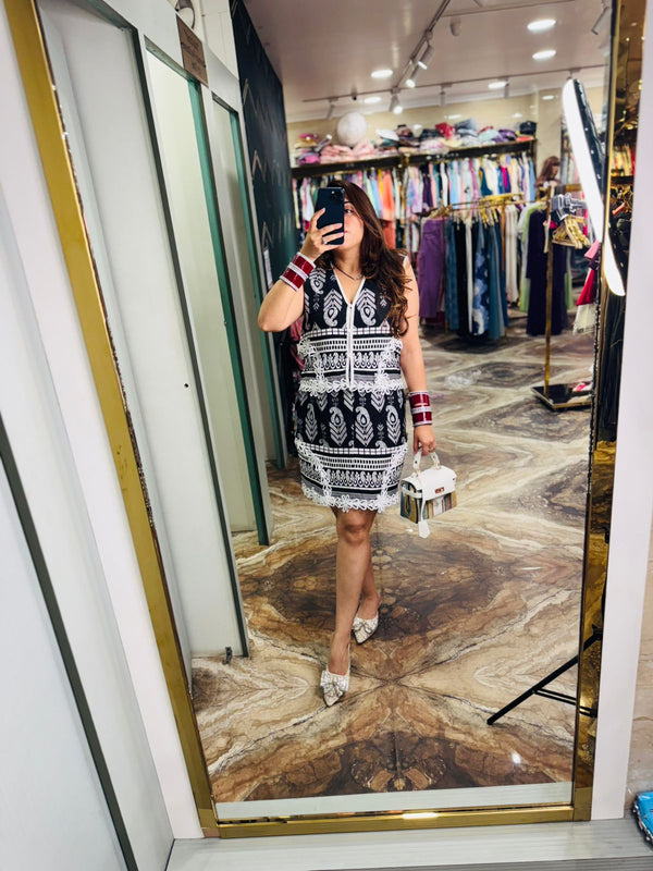 Summer Outfits Boho Print Sleeveless Button Vest and Mini Skirt Set