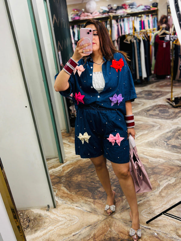 Bow denim Co-ord
