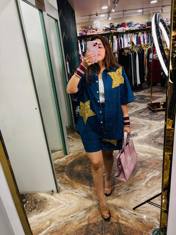 Glimmer Star Denim cord set