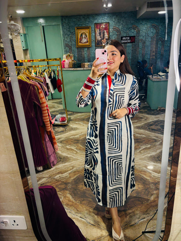 Monochrome Muse Abstract Shirt Dress