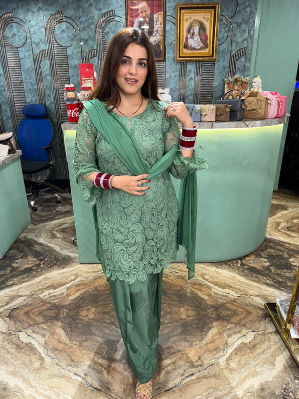 Exquisite Crosia kurti with Farsi Salwar