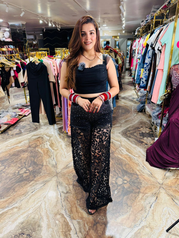 Midnight Sparkle Embellished Lace Pant