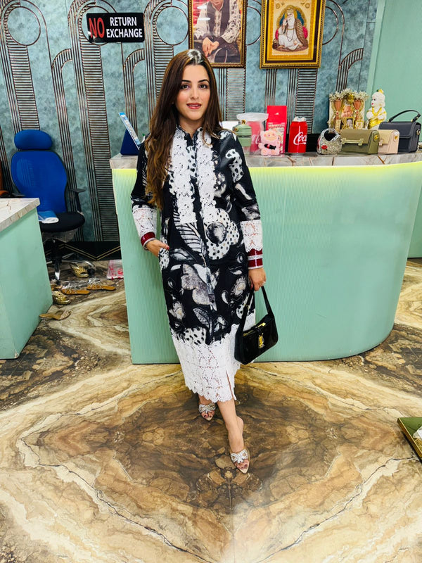 Long floral dress with slit