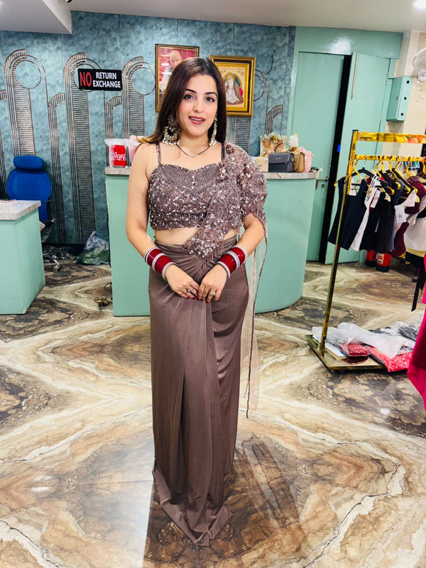 Mirror Magic Pre-Draped Saree Gown
