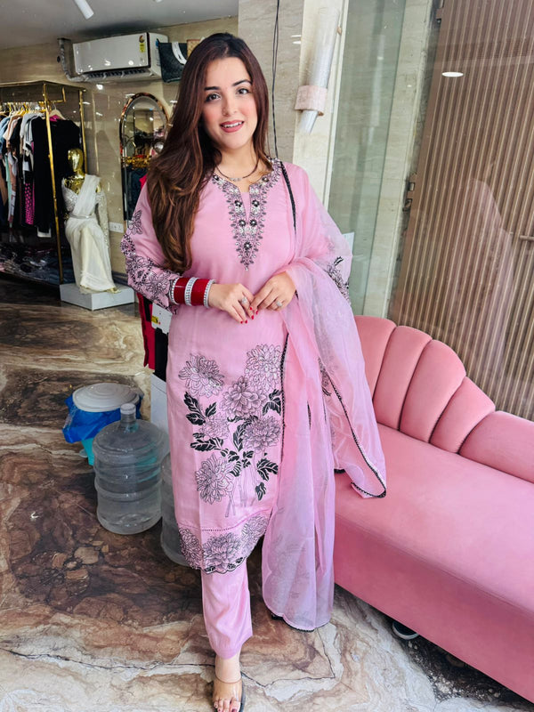 Pearl Mist Embroidered Suit Set