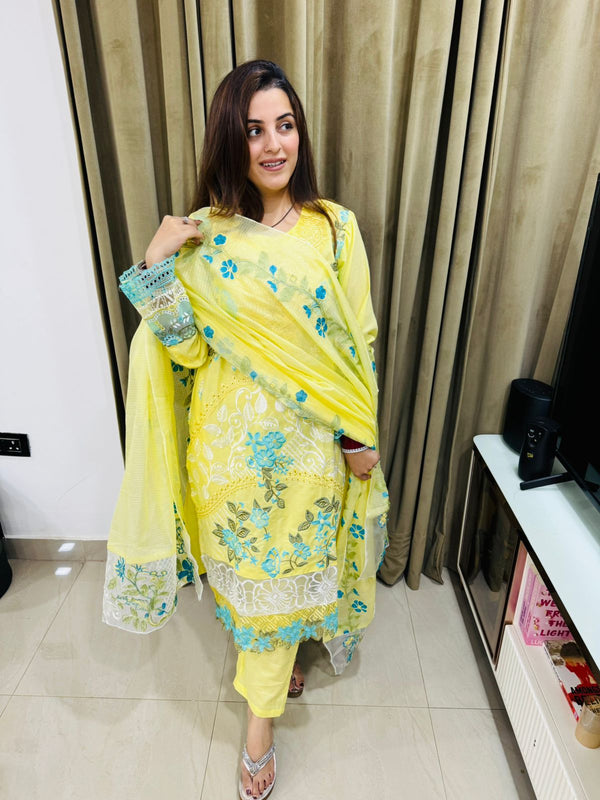 Sunshine Bloom Embroidered Suit Set