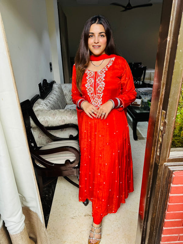 Embroidered Anarkali Suit Set