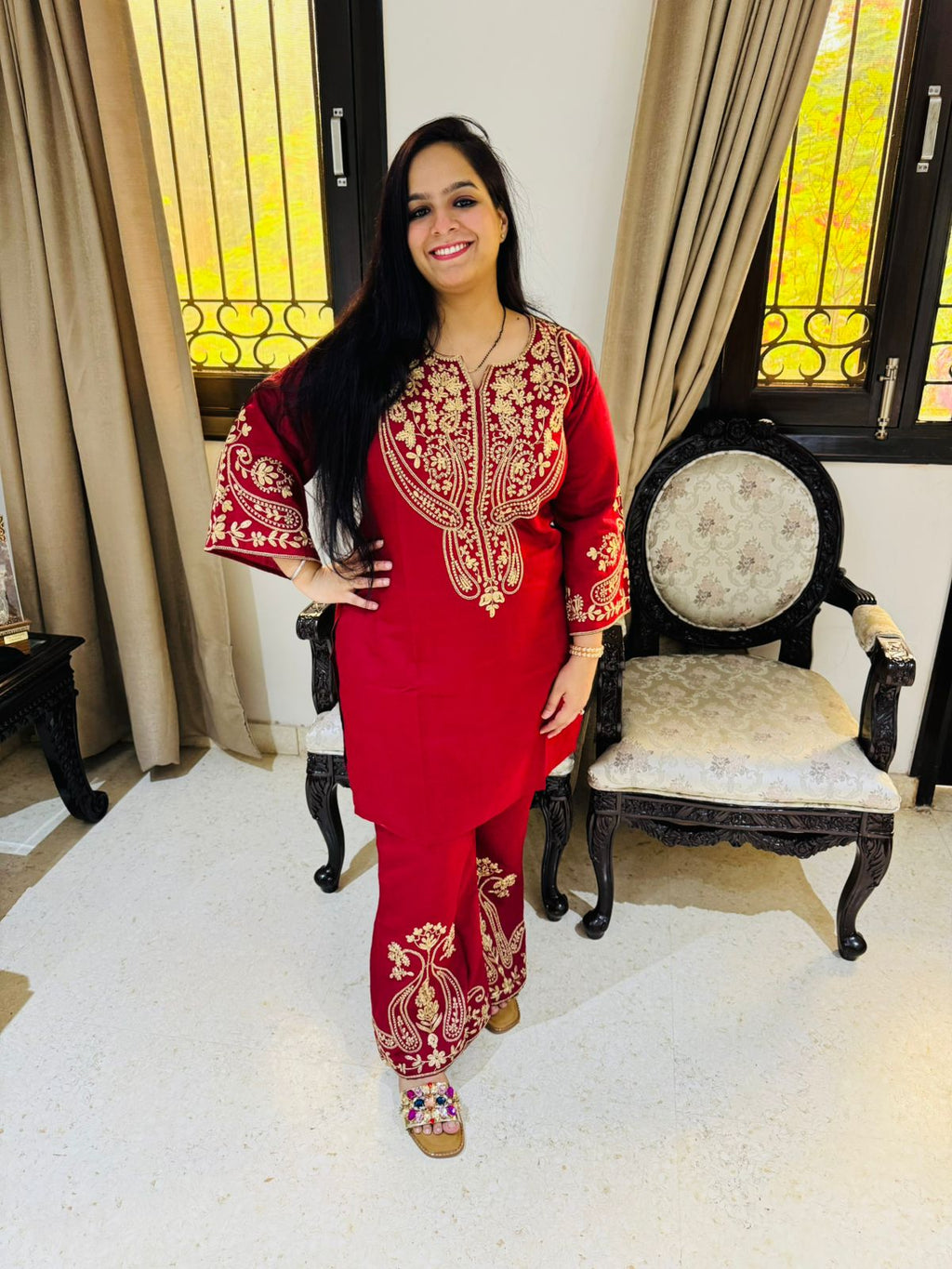 Embroidered Straight Kurta Set