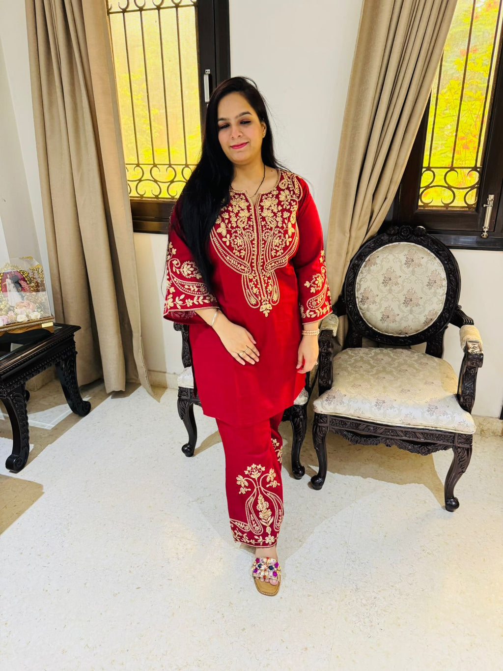 Embroidered Straight Kurta Set