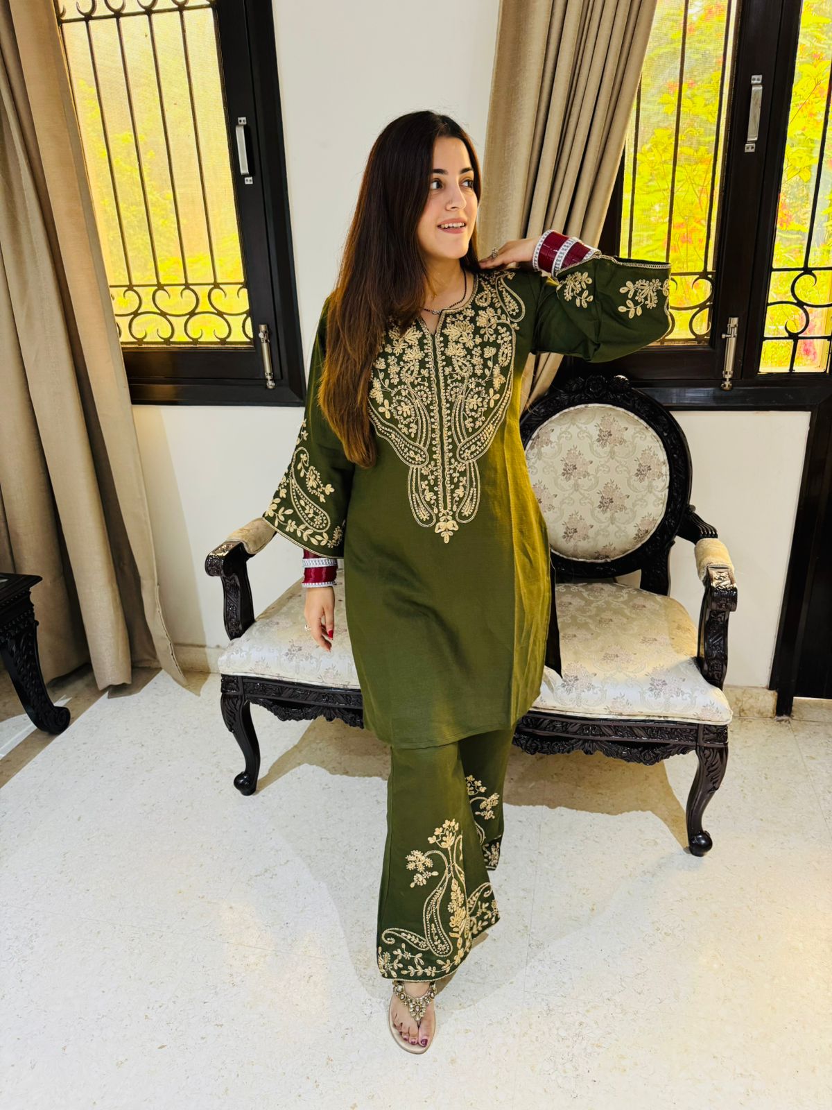 Embroidered Straight Kurta Set