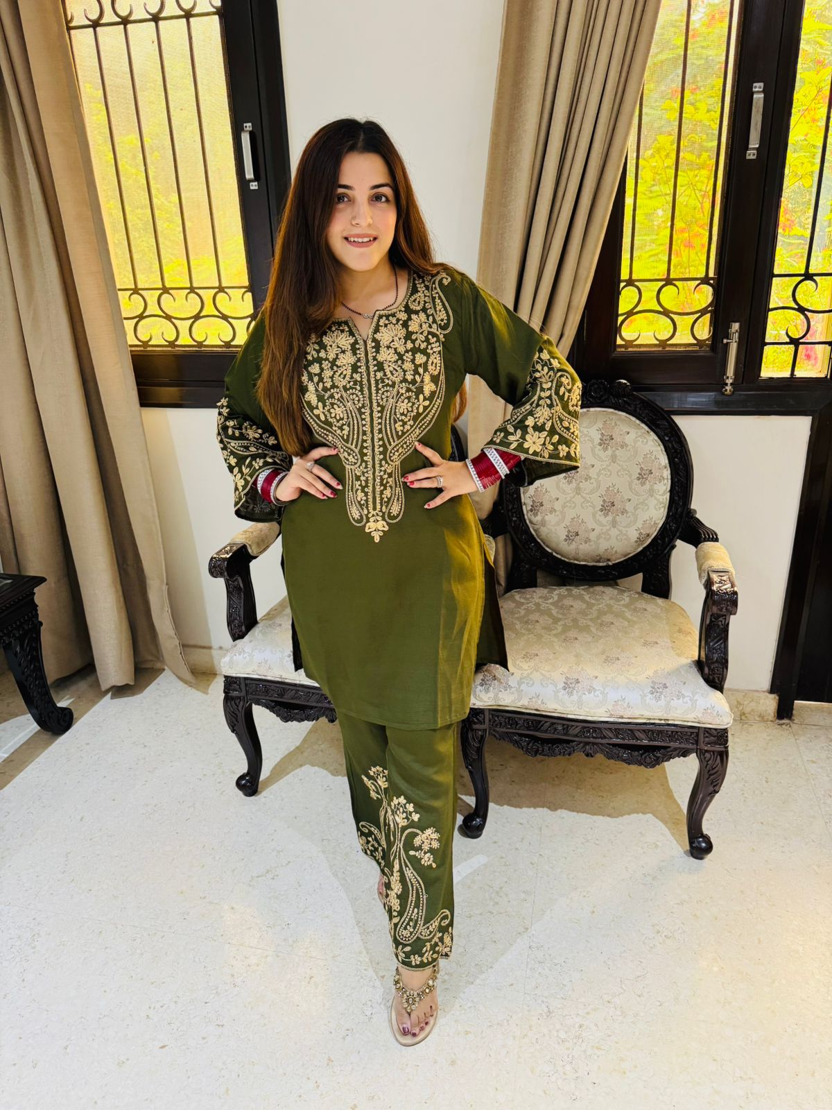 Embroidered Straight Kurta Set