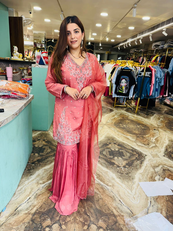 Gulnoor Embroidered Sharara Set