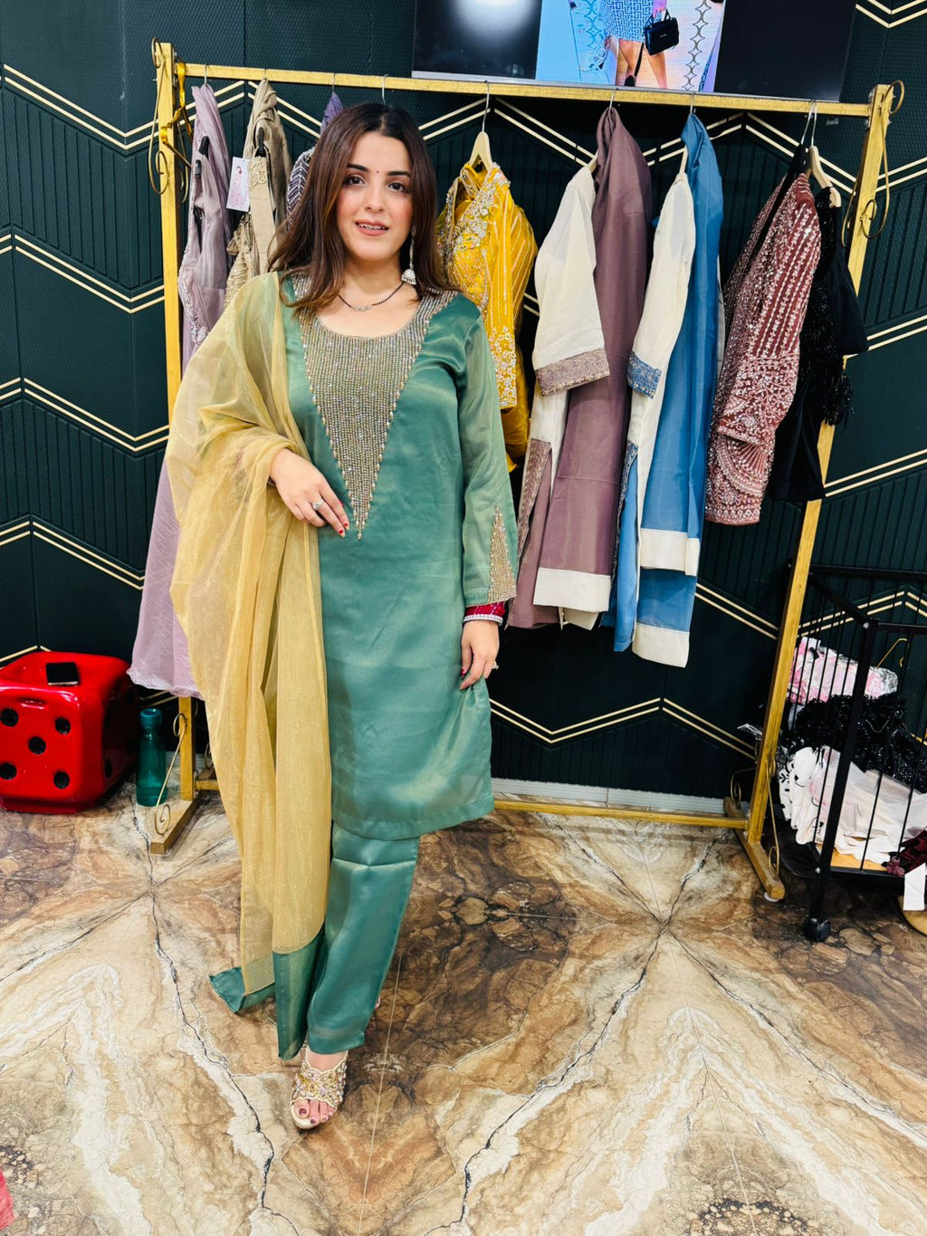 Zayra Silk Embellished Suit Set