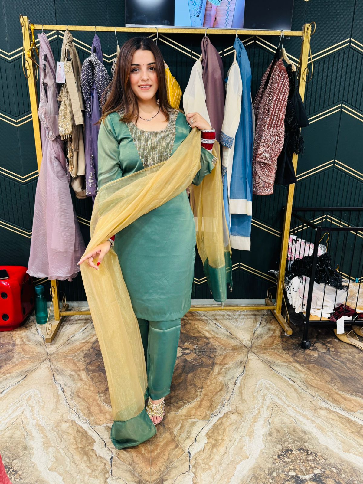 Zayra Silk Embellished Suit Set